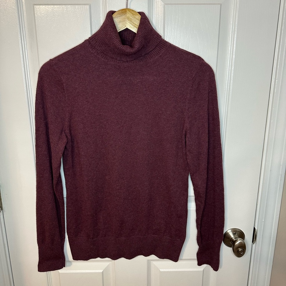 LL Bean Womens Maroon Cotton Cashmere Turtleneck Sweater Size XS  Cozy Essential